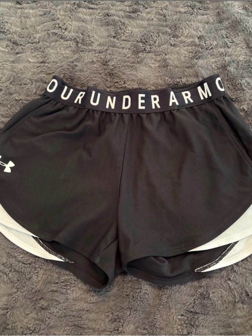 Under Armour Black Athletic Shorts with White Trim